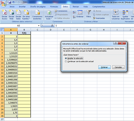 Tabla de Excel